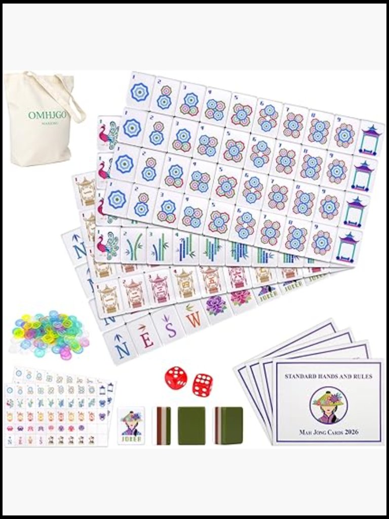 160 Acrylic Mahjong Tile Set With Carrying Bag And Accessories For Adults